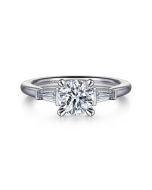 Acacia - 14K White Gold Round Three Stone Diamond Semi-Mount Ring