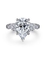 Andray - 18K White Gold Pear Shape Five Stone Semi-Mount Ring