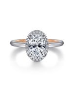 Amelie - 14K Rose Gold Oval Halo Semi-Mount Ring