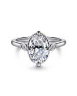 Charli - 14K White Gold Oval Three Stone Semi-Mount Ring