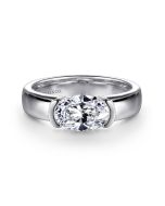 Bara - 14K White Gold Oval Diamond Semi-Mount Ring