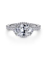 Kyra - 14K White Gold Oval Halo Semi-Mount Ring