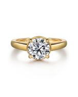 Geo - 14K Yellow Gold Round Semi-Mount Ring