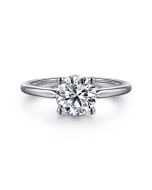 Anushka - 14K White Gold Round Solitaire Diamond Semi-Mount Ring