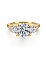Sanaa - 14K Yellow Gold Round 3 Stone Semi-Mount Ring