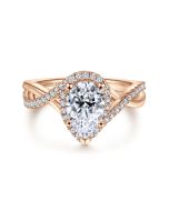 Courtney - 14K Rose Gold Pear Shape Halo Semi-Mount Ring