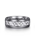 Mens Alternative 8mm Round Tantalum and 14K White Gold Band