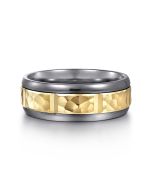 Mens Alternative 8mm Round Tantalum and 14K Yellow Gold Band