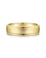 Elijah - 14K Yellow Gold 6mm - Men's Wedding Band in Sandblast Finish