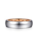 Soren - 14K White-Rose Gold 6mm - Two Tone Men's Wedding Band in Sand Blast Finish