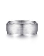 Nathaniel - 14K White Gold 8mm - Men's Wedding Band in Satin Finish
