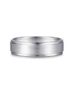 Grayson - 14K White Gold 6mm - Beveled Edge Men's Wedding Band in Satin Finish