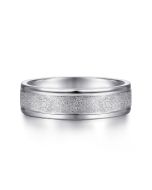 Matteo - 14K White Gold 6mm - Men's Wedding Band in Sand Blast Finish