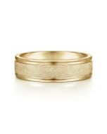 Matteo - 14K Yellow Gold 6mm - Men's Wedding Band in Sand Blast Finish