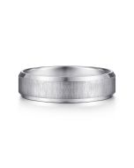 Isaiah - 14K White Gold 6mm - Beveled Edge Satin Finish Men's Wedding Band