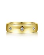 Emrys - 14K Yellow Gold Diamond Men's Wedding Ring in High Polished Finish