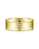 Rhys - 14K Yellow Gold Diamond Men's Wedding Ring in Satin Finish