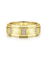 Nico - 14K Yellow Gold Diamond Men's Wedding Ring in Satin Finish