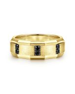 Nico - 14K Yellow Gold Black Diamond Men's Wedding Ring in Satin Finish