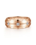 Magnus - 14K Rose Gold Diamond Men's Wedding Ring in Satin Finish