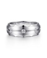Magnus - 14K White Gold Diamond Men's Wedding Ring in Satin Finish