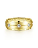 Magnus - 14K Yellow Gold Diamond Men's Wedding Ring in Satin Finish