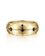 Magnus - 14K Yellow Gold Black Diamond Men's Wedding Ring in Satin Finish