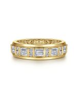 14K Yellow Gold Diamond Men's Wedding Ring in Sand Blast Finish