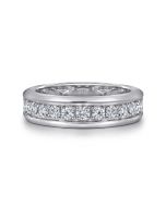 14K White Gold Diamond Men's Wedding Ring in Sand Blast Finish