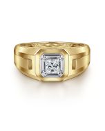 14K Yellow-White Gold Mens Engagement Ring in Sand Blast Finish