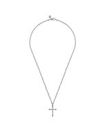 22 Inch 925 Sterling Silver Black Spinel Twisted Rope Cross Pendant Necklace