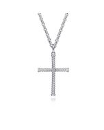 22 Inch 925 Sterling Silver Twisted Rope Cross Pendant Necklace