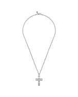 22 Inch 925 Sterling Silver Geometric Cross Pendant Necklace