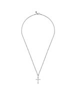  22 Inch 925 Sterling Silver Faceted Cross Pendant Necklace