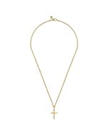 22 Inch 14K Yellow Gold Faceted Cross Pendant Necklace