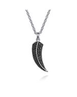 22 Inch 925 Sterling Silver Black Spinel Horn Pendant Necklace