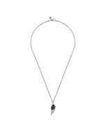 22 Inch 925 Sterling Silver Black Spinel Wing Pendant Necklace