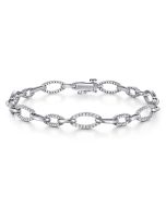 14K White Gold Graduating Diamond Link Tennis Bracelet