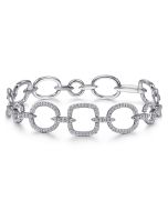 14K White Gold Geometric Diamond Links Tennis Bracelet
