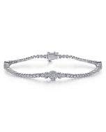 Celestia Whisper Muse 14K White Gold Diamond Tennis Bracelet with Round Cluster Stations