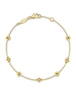 14K Yellow Gold Bujukan Beads Station Bracelet