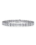 Zephyra Radiance Harbor 18K White Gold Emerald cut and Round Diamond Tennis Bracelet