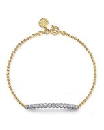14K White and Yellow Gold White Sapphire Bar Bracelet