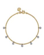14K White and Yellow Gold Bujukan White Sapphire Droplet Bracelet