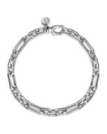 Sterling Silver Hollow Figaro Chain Bracelet