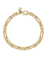 14K Yellow Gold Hollow Figaro Chain Bracelet