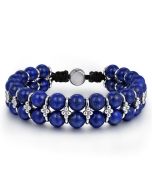 Sterling Silver 8mm Lapis Beaded Bracelet