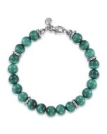 Sterling Silver and 8mm Malachite Beaded Bracelet