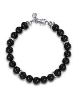 Sterling Silver and 8mm Onyx Beaded Bracelet