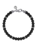 Sterling Silver and 6mm Onyx Beaded Bracelet